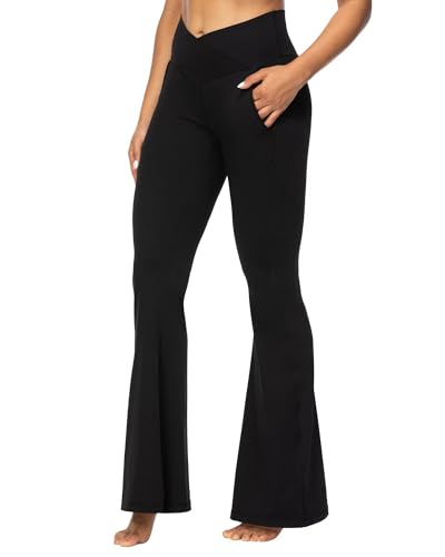 Best Black Yoga Pants: Top 7 Versatile Options for Every Style black yoga pants 9 Sunzel Flare Leggings for Women with Pockets, Crossover Yoga Pants with Tummy Control, High Waisted...