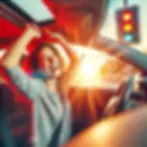 woman dancing in her car