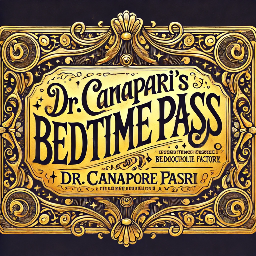 An ornate bedtime pass in the style of Willy Wonka's Golden Ticket