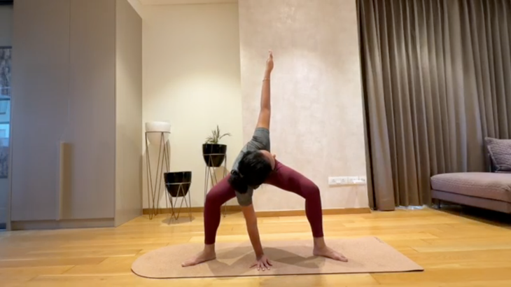 Twisted Goddess Pose.