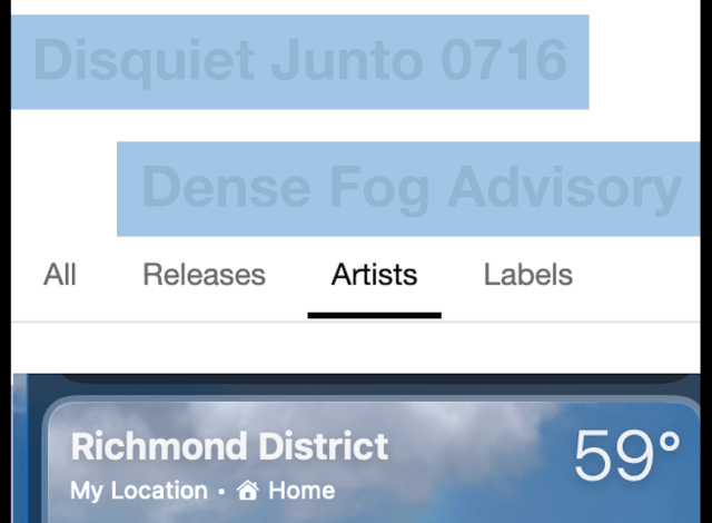 Dense Fog Advisory – Disquiet Dense Fog Advisory – Disquiet