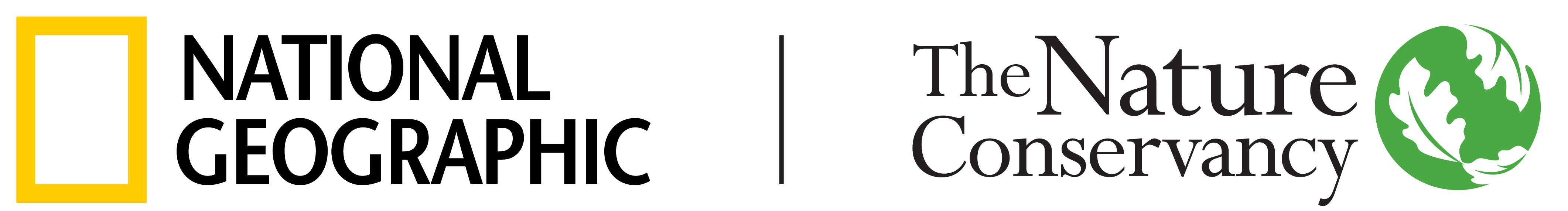 The logos for National Geographic and The Nature Conservancy. 