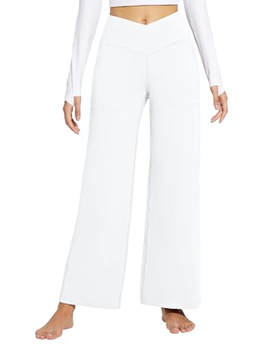 Best White Yoga Pants: Top 5 Non-See-Through Options for a Clean Look white yoga pants 7 baleaf Womens Wide Leg Dress Pants Stretch High Waist Yoga Pants Casual Slacks Pockets Pull On...